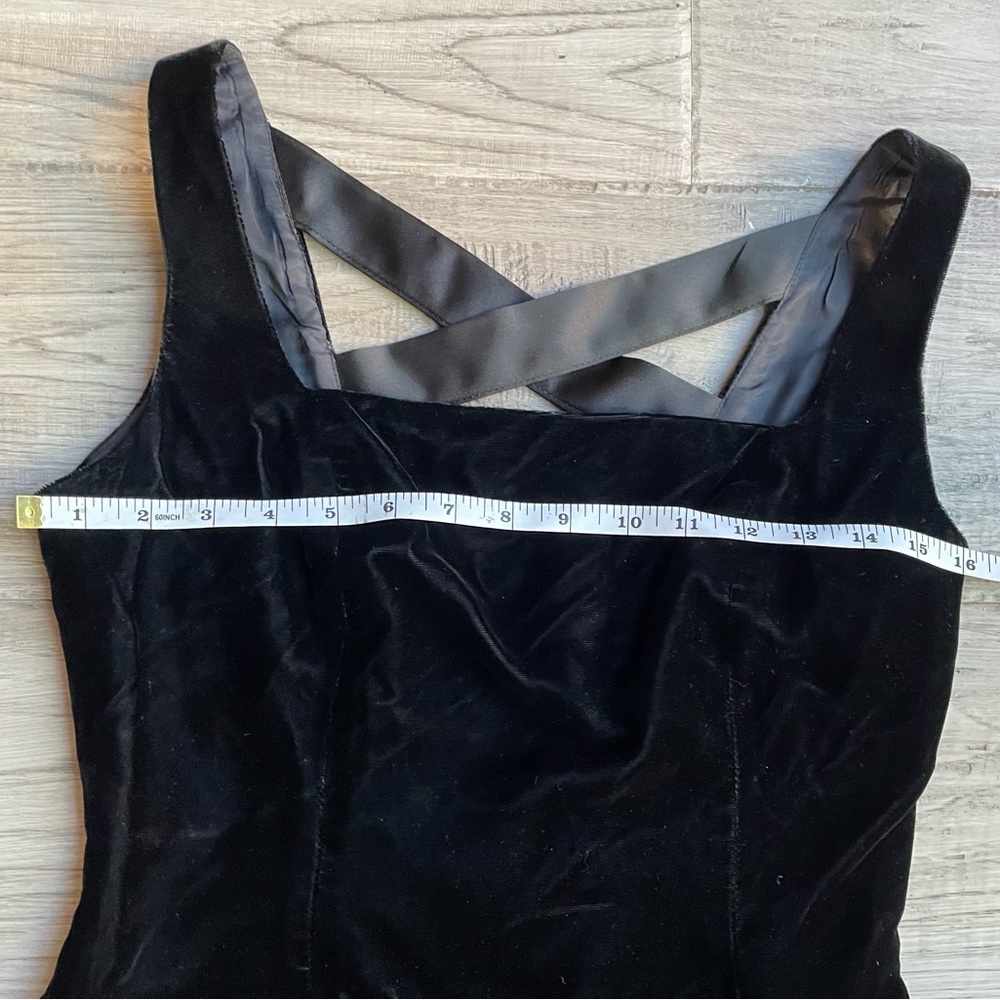 Laundry By Shelli Segal Black Velvet Mini Dress with Gray Satin Bow - Picture 11 of 14